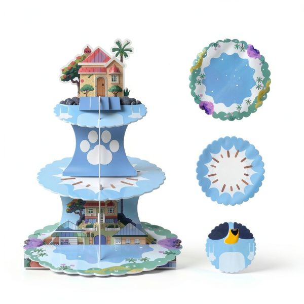 Generic Blue Dog Cupcake Stand Cardboard Lightweight Classic-3