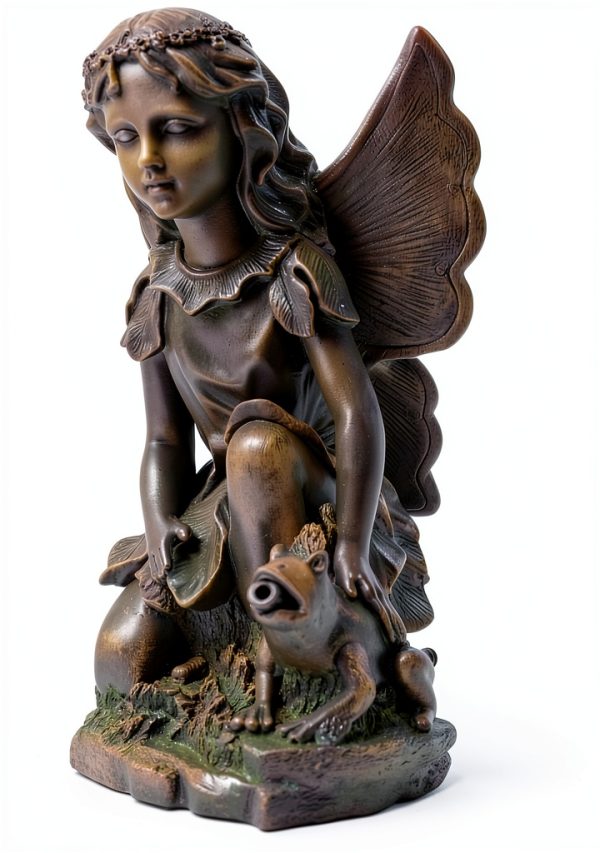 Pond Water Spitter Resin Fairy Frog Garden Decor Green Vista-5