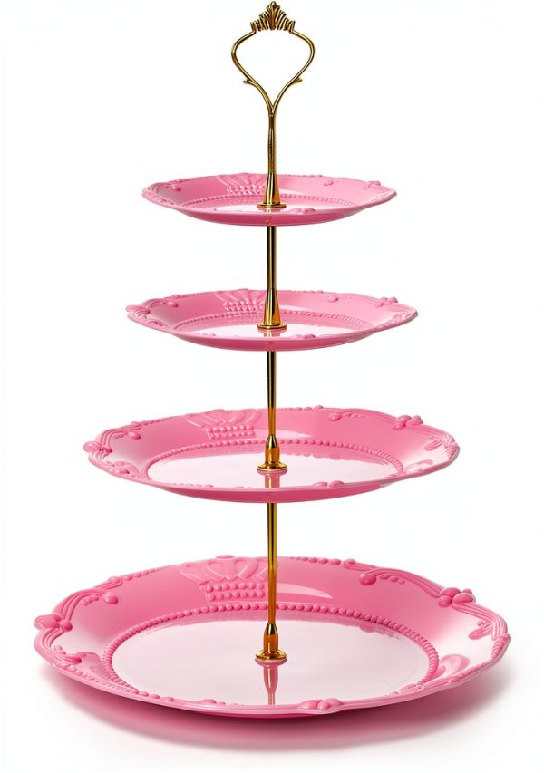 Fasmov 3 Tier Cupcake Stand Portable Plastic Food Grade-1