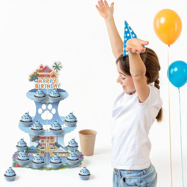 Generic Blue Dog Cupcake Stand Cardboard Lightweight Classic-2