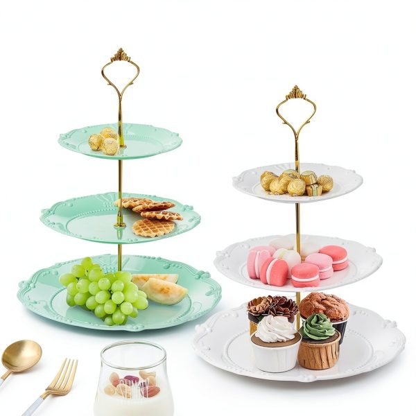 Fasmov 3 Tier Cupcake Stand Portable Plastic Food Grade-5