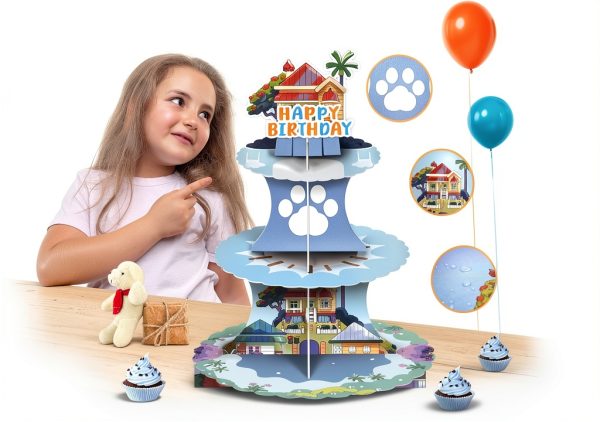 Generic Blue Dog Cupcake Stand Cardboard Lightweight Classic-4