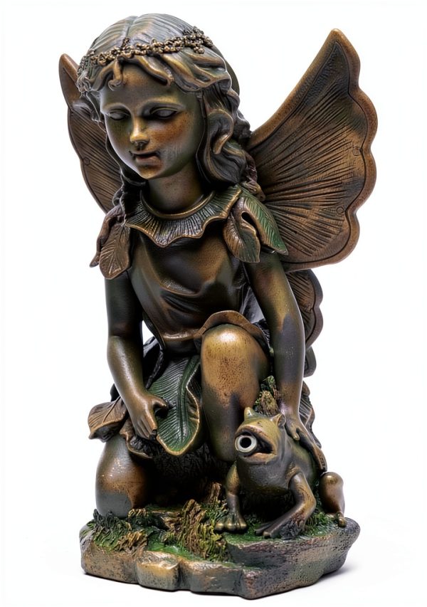 Pond Water Spitter Resin Fairy Frog Garden Decor Green Vista-4