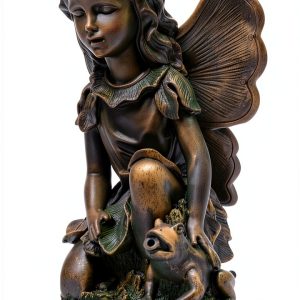 Pond Water Spitter Resin Fairy Frog Garden Decor Green Vista-0