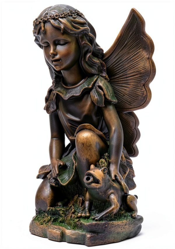 Pond Water Spitter Resin Fairy Frog Garden Decor Green Vista-0