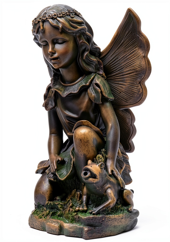 'Green Vista fairy frog pond spitter in a garden setting'