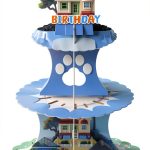 Generic Blue Dog Cupcake Stand Cardboard Lightweight Classic-0