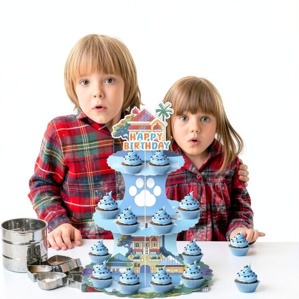 Generic Blue Dog Cupcake Stand Cardboard Lightweight Classic-6