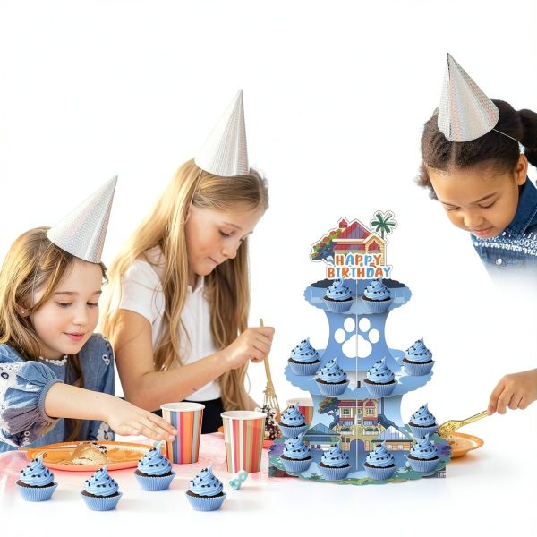 Generic Blue Dog Cupcake Stand Cardboard Lightweight Classic-1