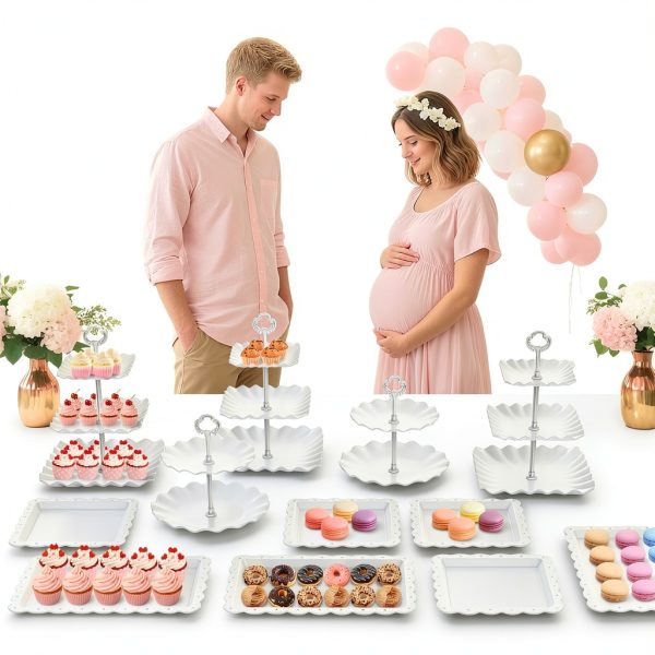 AIMSEAL Cupcake Stands Plastic Tiered Dessert Display Set-5