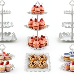 AIMSEAL Cupcake Stands Plastic Tiered Dessert Display Set-0