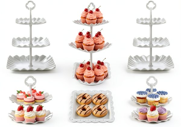 AIMSEAL Cupcake Stands Plastic Tiered Dessert Display Set-0