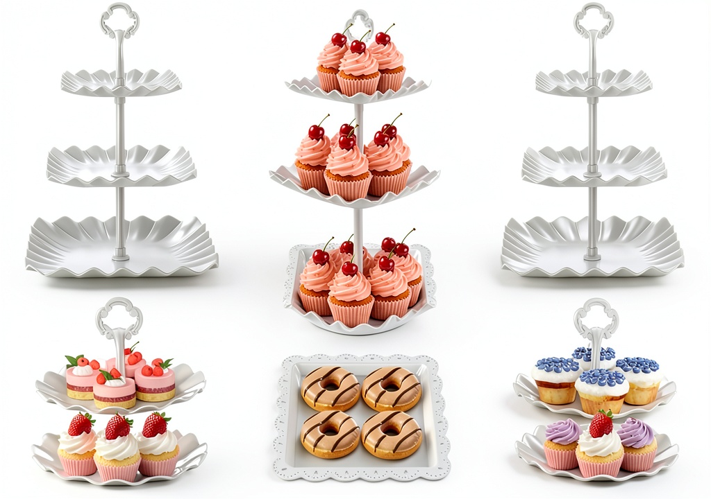Installing AIMSEAL Cupcake Stands Plastic Tiered Dessert Display Set on a wooden kitchen counter