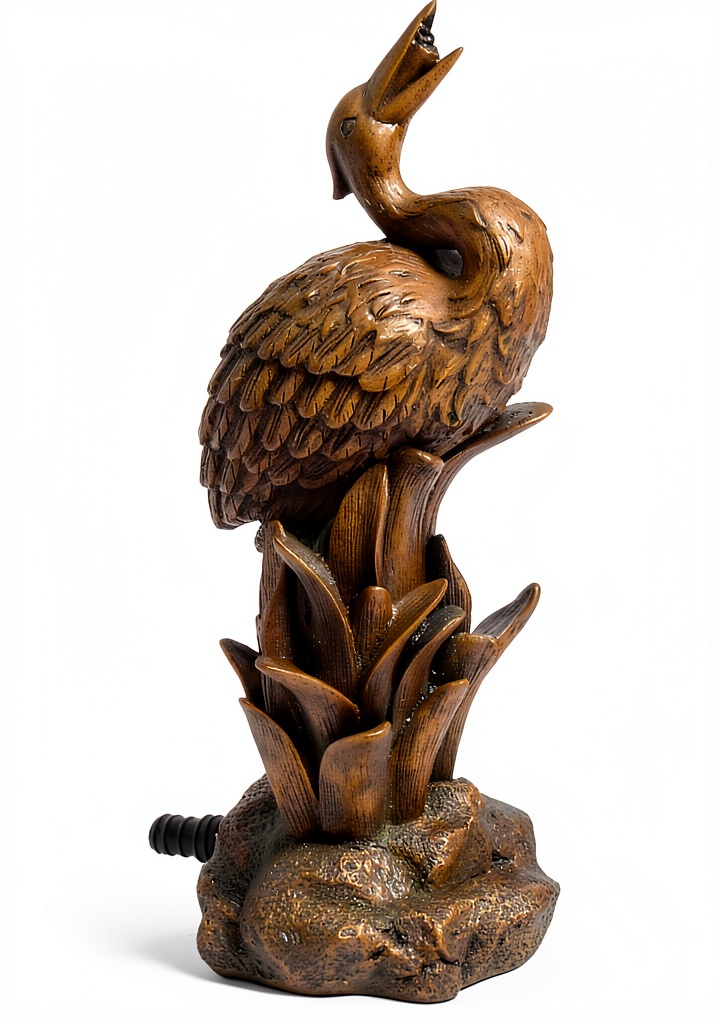 Beckett bronze pond spitter installed in a garden pond