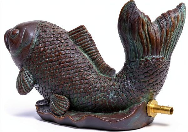 Koi Statuary Spitter GreenVista Brass Pond Spitter-1