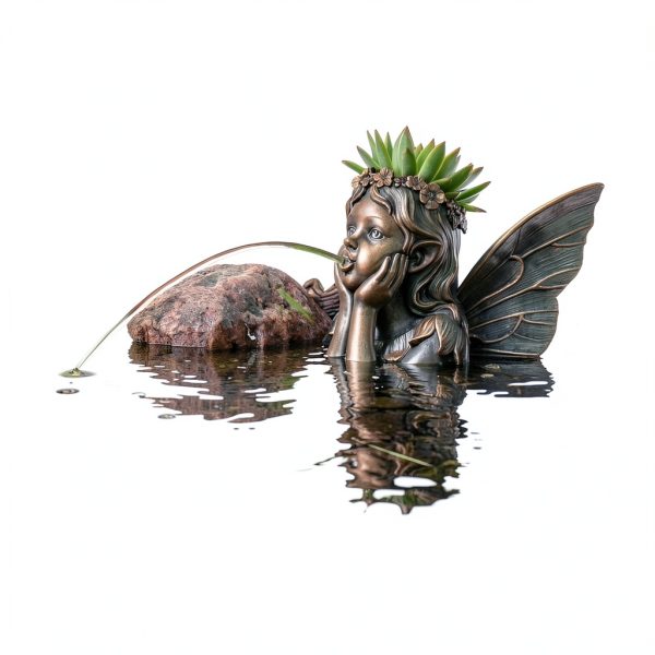 Aquascape Fairy Planter Spitter Bronze Polycast-6