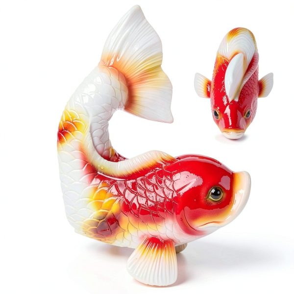 Koi Water Fountain by GYX shop Red Resin-5