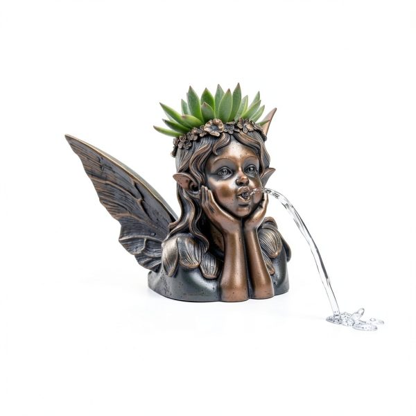 Aquascape Fairy Planter Spitter Bronze Polycast-1