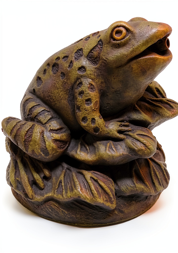 Installing Massarelli's Frog Pond Spitter Cast Stone Garden Statue Brown on a wooden desk