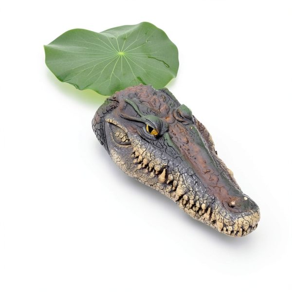 Yorkmills Crocodile Head Decoy for Pond Yard – Natural Resin-4