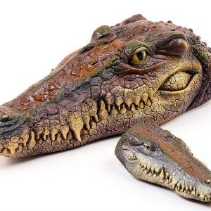 Yorkmills Crocodile Head Decoy for Pond Yard – Natural Resin-0