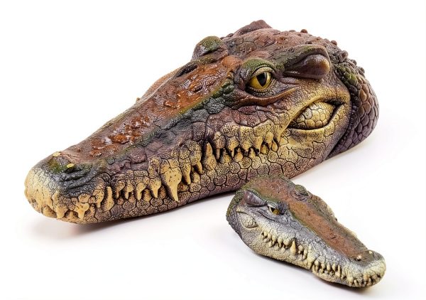 Yorkmills Crocodile Head Decoy for Pond Yard – Natural Resin-0