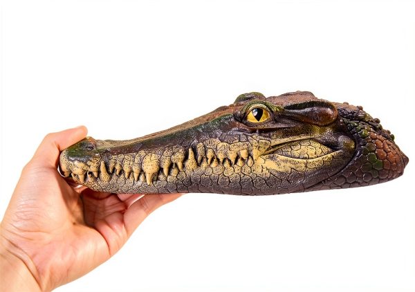 Yorkmills Crocodile Head Decoy for Pond Yard – Natural Resin-1