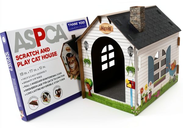 Cardboard Cat House ASPCA - Hideaway Scratcher, 19x17x13 in, Cottage-4