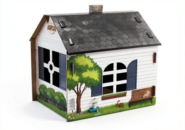 Cardboard Cat House ASPCA - Hideaway Scratcher, 19x17x13 in, Cottage-5