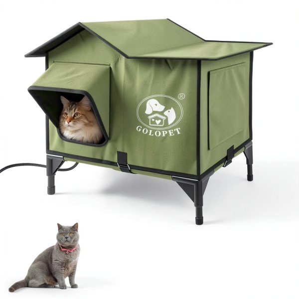 Heated Cat House Outdoor 21x17x17 GOLOPET with Intelligent Controller-1