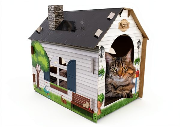 Cardboard Cat House ASPCA - Hideaway Scratcher, 19x17x13 in, Cottage-7
