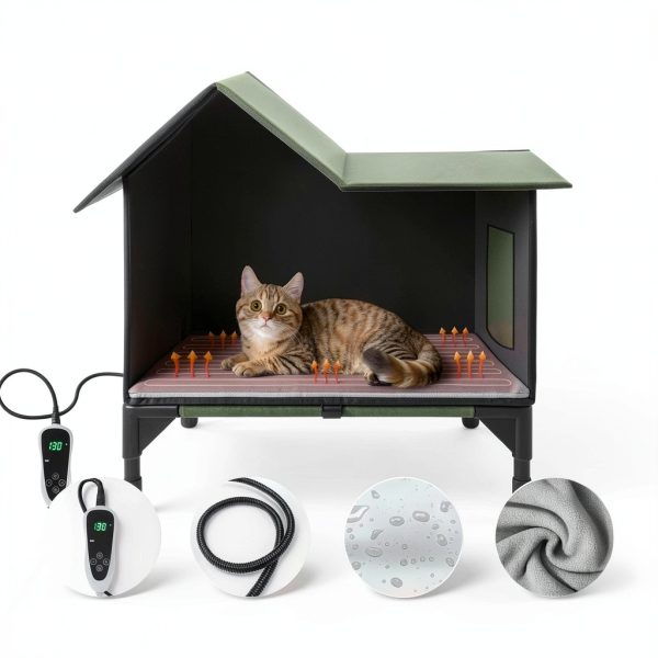 Heated Cat House Outdoor 21x17x17 GOLOPET with Intelligent Controller-4
