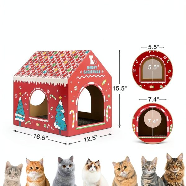 Cardboard Cat House by WESTERN HOME Christmas Playhouse with Scratcher-3