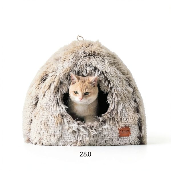 Cat Bed CATISM 2-in-1 Foldable Dome with Washable Pillow – Brown L-2