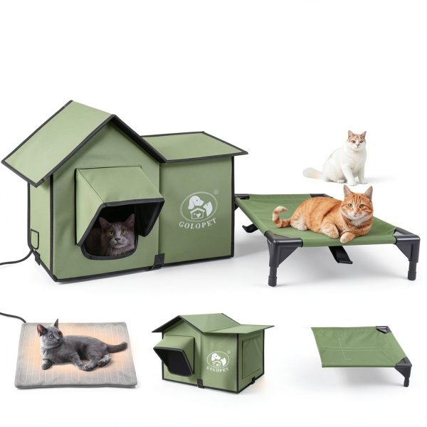 Heated Cat House Outdoor 21x17x17 GOLOPET with Intelligent Controller-8