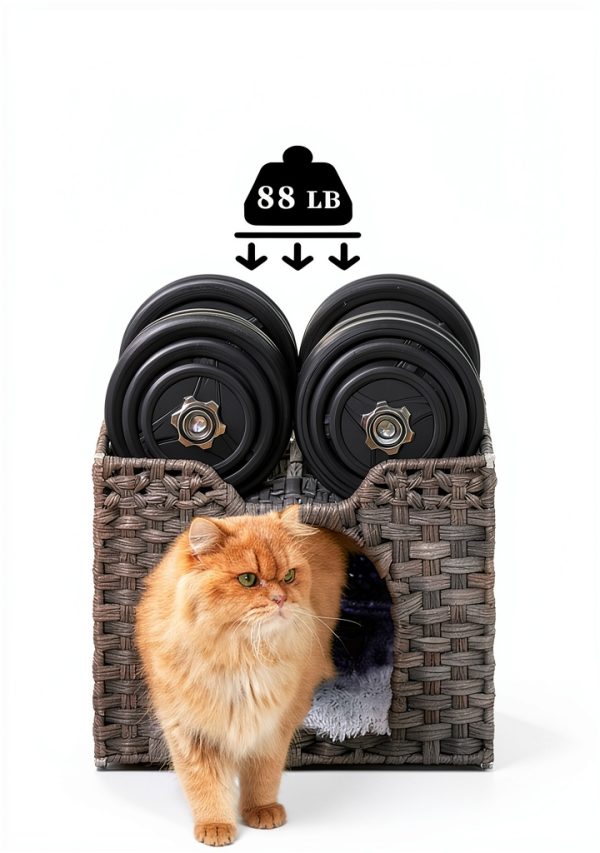 Cat Beds Indoor Kitten House SETVSON Handwoven Rattan Gray Cube 16.5"-2