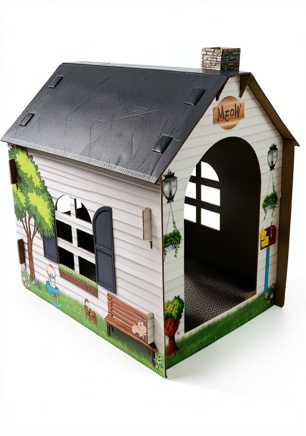 Cardboard Cat House ASPCA - Hideaway Scratcher, 19x17x13 in, Cottage-2