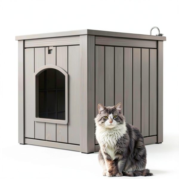 Outdoor Cat House LHBcraft Weatherproof Resin Shelter Grey-0