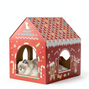 Cardboard Cat House by WESTERN HOME Christmas Playhouse with Scratcher-0