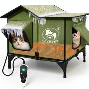 Heated Cat House Outdoor 21x17x17 GOLOPET with Intelligent Controller-0