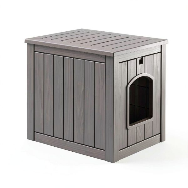 Outdoor Cat House LHBcraft Weatherproof Resin Shelter Grey-2