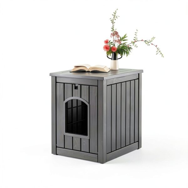 Outdoor Cat House LHBcraft Weatherproof Resin Shelter Grey-3
