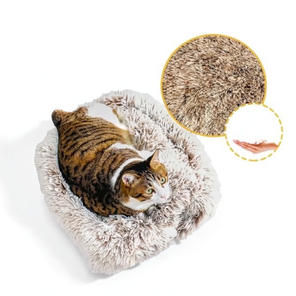 Cat Bed CATISM 2-in-1 Foldable Dome with Washable Pillow – Brown L-3