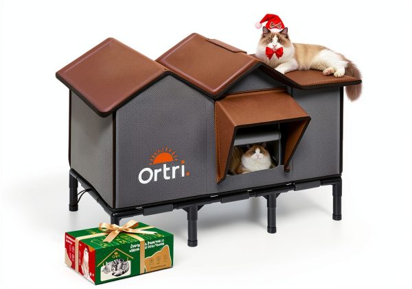 Outdoor Heated Cat House for Outside: Winter Insulated Weatherproof 30"×14"×20" Shelter with Extra Large Elevated Warm Heater and Waterproof Heating Bed for Multiple Feral Kitties Small Pets for Barn-0