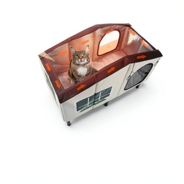 Weatherproof Heated Cat House by GASUR – Insulated Shelter with UL Pad-1
