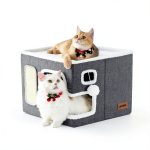 Cat Beds Apollo Indoor House with Fluffy Ball Scratch Pad Grey XL-0