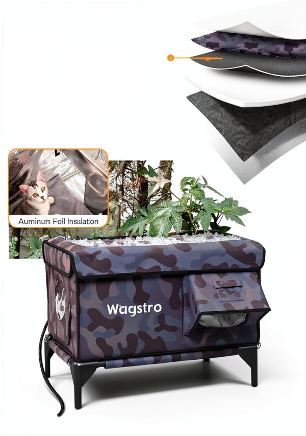 Wagstro Heated Cat House Outdoor Black Camo 256x165x18 Inch-3