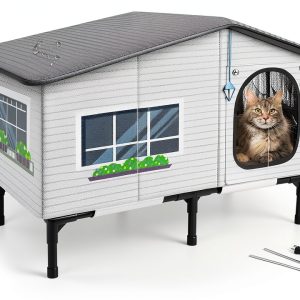 Weatherproof Heated Cat House by GASUR – Insulated Shelter with UL Pad-0