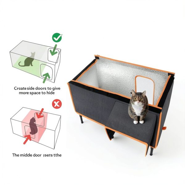 SIWA MARY Heated Cat House for Outside in Winter, Weatherproof Outdoor Cat House with Cat Heating Pad, Waterproof &Safe Escape Door, Insulated Cat Shelter with Heater for Feral Barn Cats Kitty-6