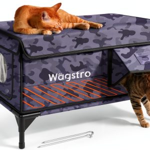 Wagstro Heated Cat House Outdoor Black Camo 256x165x18 Inch-0